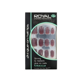 Royal 24 Glue-On Nail Tips - Mocha (with nagellijm)