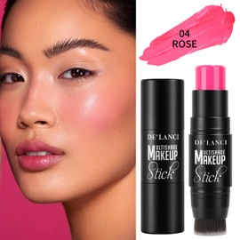 3-in-1 Cream Rouge Pen for Cheeks, Lips and Eyeshadow, Waterproof, Smooth, Moisturising, Cream Formula, Cream Rouge Make Up Pen, Rose