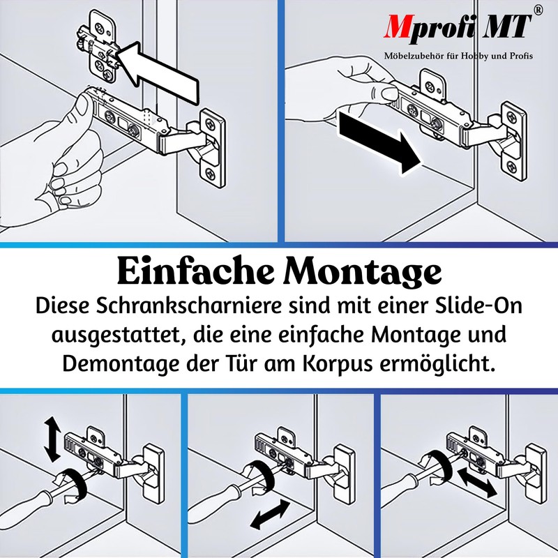 Mprofi MT Pack of 10 | Hinges for Cabinet Doors