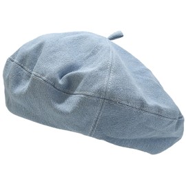 FEOYA Women Denim French Beret Hat Casual Cotton Artist Classic Beanie Hat Stylish for Girls Ladies Light Blue