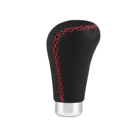 Gear Knob, Universal Gear Knob Gear Stick with 4 Adapters for Cars (Black Red Leather Stitches)