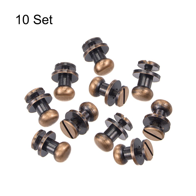 sourcing map 10 Set 8mm Solid Brass Round Head Stud