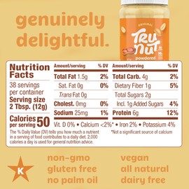 Tru-Nut Peanut Butter Powder - Made with Natural Ingredients - Vegan, Low Carb, Gluten Free, Non GMO - Low Calorie Peanut Butter Protein Powder - Peanut Butter Flavor, 16oz