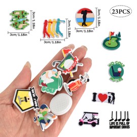 Pack of 23 Golf Shoe Pendant Pins, PVC Shoe Decoration with Distinctive Golf Design, Shoe Pendants Crocs Pins for Decorative Shoes, Shoe Badges Golf for Girls Boys Shoe Accessories, Polyvinyl Chloride