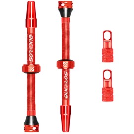 BUCKLOS - Vástago de válvula sin cámara Presta 40/44/55/60/65/80/100 mm, kit de vástago de válvula con herramienta de extracción de núcleo de válvula para bicicleta de carretera/bicicleta de montaña