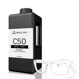 Makercubic³ 3D Printer Resin Wear Resistance, Wear-Resistant Tough Resin with Anti-Fracture and Impact-Resistant (Wear Resistance 1000g, White)