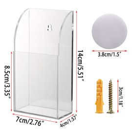 BTSKY Wall Mount Remote Control Holder Clear Acrylic with Film Cover Media Organizer Storage Box Coffee Table and Nightstand Convenient Remote Control (Transparent, One Compartment)