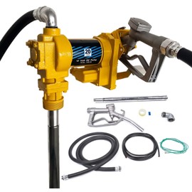 20GPM 12V DC Fuel Transfer Pump Gasoline Pump with Discharge Hose & Manual Nozzle for Transfer of Gasoline, Diesel, Kerosene, Ethanol & Methanol Blends & Biodiesel, Yellow