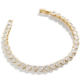 BaubleBar Kali Tennis Bracelet for Women - Classic Gold-Plated Eternity Band Bracelet w/Cubic Zirconia Crystals, Hypoallergenic, Thin Gold Bracelet for Stacking, Women's Jewelry, Clear, 7.15"