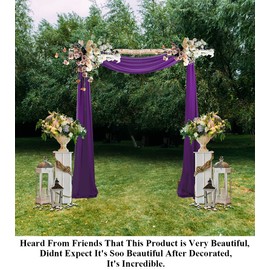 Chiffon Wedding Arch Draping Fabric 2 Panles 6 Yard Purpl Wedding Arches for Ceremony Outdoor 29''x18ft Long Chiffon Drapery Tulle for Wedding Arch Arbor Wedding Archway Purple
