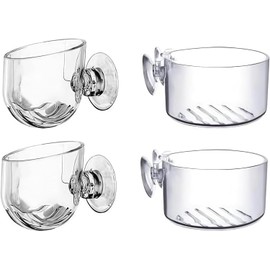 4 Pcs Aquarium Plant Pot Planter, Glass Fish Tank Plants Holder, Aquarium Decoration Plant Cup with Suction Cups for Fishes Tank Ornament Aquarium Décor Plastic Plants Fish and Aquatic Pets