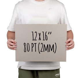 Heavy-Duty Chipboard Sheets 12 x 16 in - 80 PT (2mm) Thick - 20 Sheets of Chip Board for Binding Covers, Book Boards, Backing and Crafts - Sturdy Alternative to Thin Cardboard Sheets