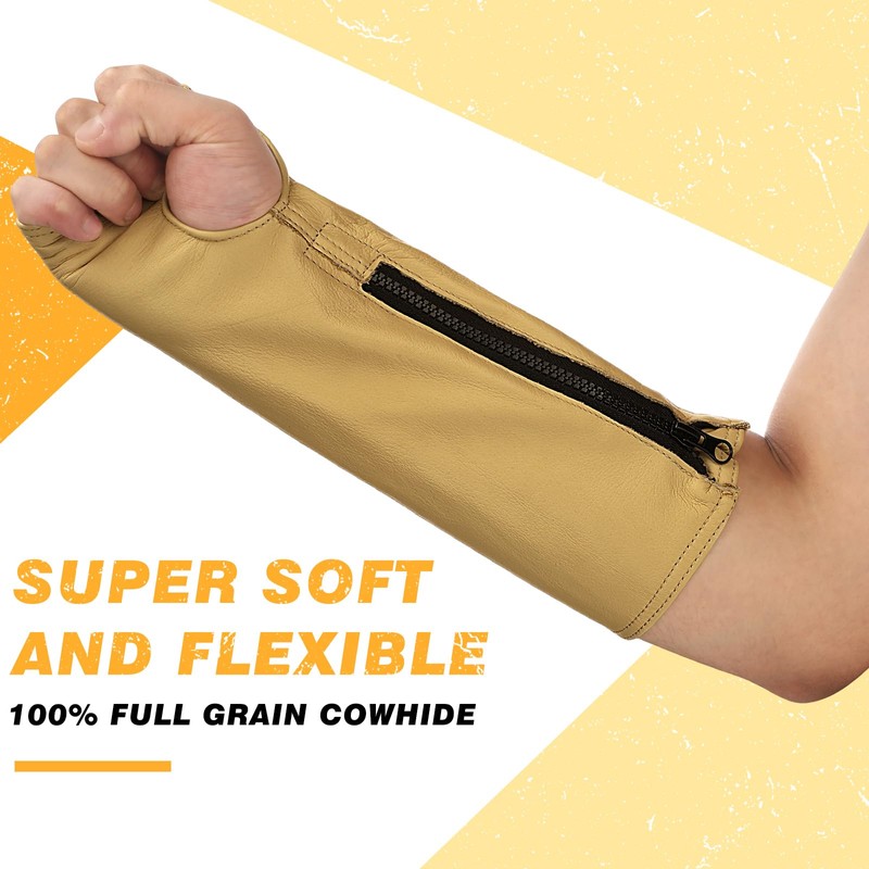 Suhine 2 Pairs Leather Arm Guards Leather Welding Work Sleeves