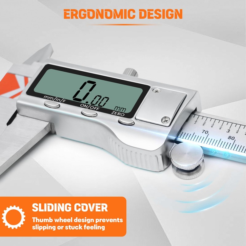 Digital Caliper, HARDELL Caliper Measuring Tool 8 Inch/200mm, 0.001" High-Precision