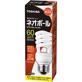 Toshiba Neo-Ball 60W Type D Shape 3 Wavelength Bulb Color EFD15EL/12-EC Base Diameter 26mm