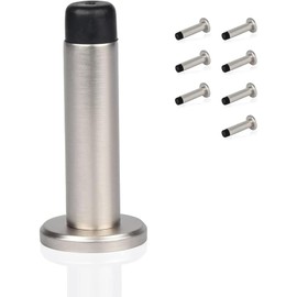 HOMOTEK 8 Pack Heavy Duty Solid Rigid Door Stops Bumper Sound Dampening Door Stoppers with Soft Rubber Tip, Zinc Die Cast DoorStops Wall Protector 2.8" DoorStoppers, Stain Nickel