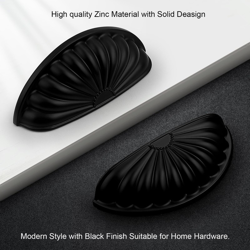 Probrico 5 Pack Matte Black Cabinet Cup Pulls,3 Inch(76mm) Hole