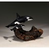 Orca Killer Whale & Calf Sculpture by John Perry 7in