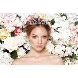 Lovelyshop Pink Gems Rhinestone Tiara, for Little Kid Big Kid Girl Prom Birthday Prinecess Party