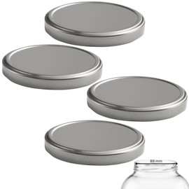 mikken 4 Lids TO 100/10.3 cm for Large Preserving Jars Twist-Off Replacement Lid Screw Lid for Jars Colour Silver