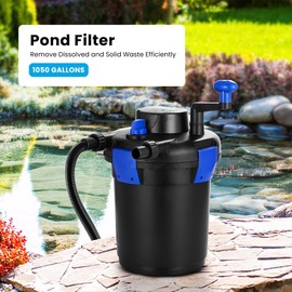 VIVOHOME Pressurized Biological Pond Filter with 9-watt Light, Suitable for Koi Ponds of up to 500 Gallons or Ornamental Ponds of up to 1050 Gallons