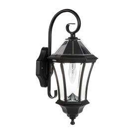 Gama Sonic Victorian Solar Wall Light, Outdoor Solar Lamp, Cast Aluminum Sconce, 150 Lumens Warm White LED, Black (94BM50010)