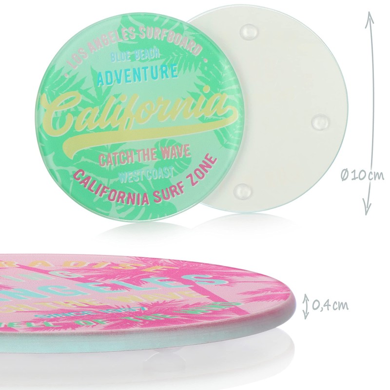 com-four® 8 x Glass Coasters for Drinks - Round Drinks
