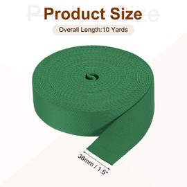 sourcing map 10 Yards Nylon Webbing Strap, 1 3/8-inch(38mm) Flat Webbing Straps Nylon Heavy Duty Webbing Strap for Luggage Strap Backpack Repairing DIY Crafting, Deep Green