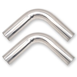 FGJQEFG 2.5 Inch 90 Degree DIY Custom Mandrel Exhaust Pipe Tube Pipe, T304 Stainless Steel, Universal Fit, 17.32 Inch End to End Length, 2.5'' OD Mandrel Bend Pipe 2PCS