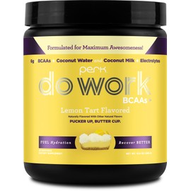 Perk BCAAs + Hydration Electrolytes Powder (Lemon Tart Flavored, 20 Servings) - with Coconut Water and Coconut Milk