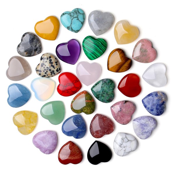 XIANNVXI 30 Pcs Crystals Heart Stones Love Puff Multicolour Healing Crystals Polished Assorted Crystals Natural Gemstones Reiki Decorative Home Accessories