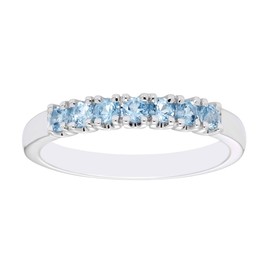 .925 Sterling Silver 1/3 Cttw Natural Blue Topaz Gemstone December Birthstone Stacking Ring- Size 6