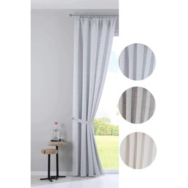 Gardinenbox 20190350 Curtain with Jacquard Pattern and Effect Yarn H x W 254 x 140 cm Aqua Sivas Opaque Concealed Loops and Ruffle Tape Modern Look