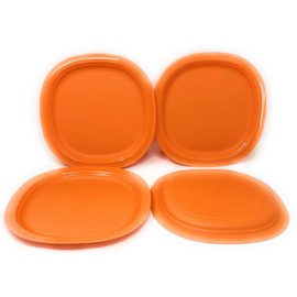Tupperware Impressions Microwave Lunch Dinner Plates Set of 4 Orange