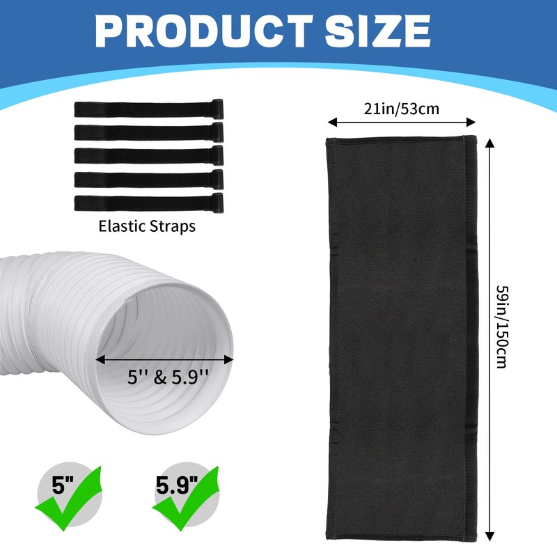 3 Layers HVAC Copper Pipe Insulation Cover,72x10.2 Inch 600D Oxford