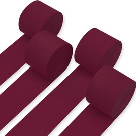 PartyWoo Red Crepe Paper Streamers 4 Rolls 328 ft Pack of Burgundy Maroon Crepe Paper for Graduation Christmas Valentine's Day Wedding Birthday Party Decorations (1.8 Inch x 82 Ft/Roll), Red-709