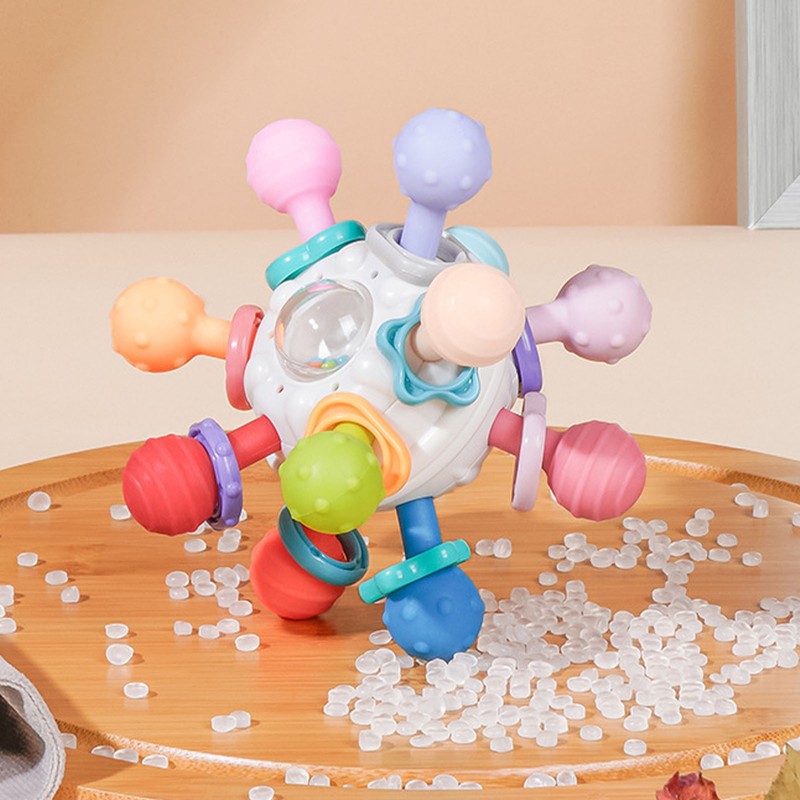 Baby Hand Rattle Toy Colorful 12 Teething Balls Gum Massage
