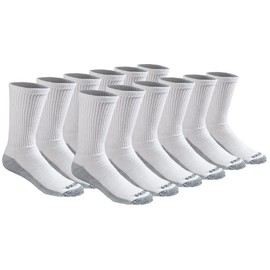 Dickies Men's Dri-Tech Original Moisture Control Crew Multipack Socks, White (12 Pairs), X-Large
