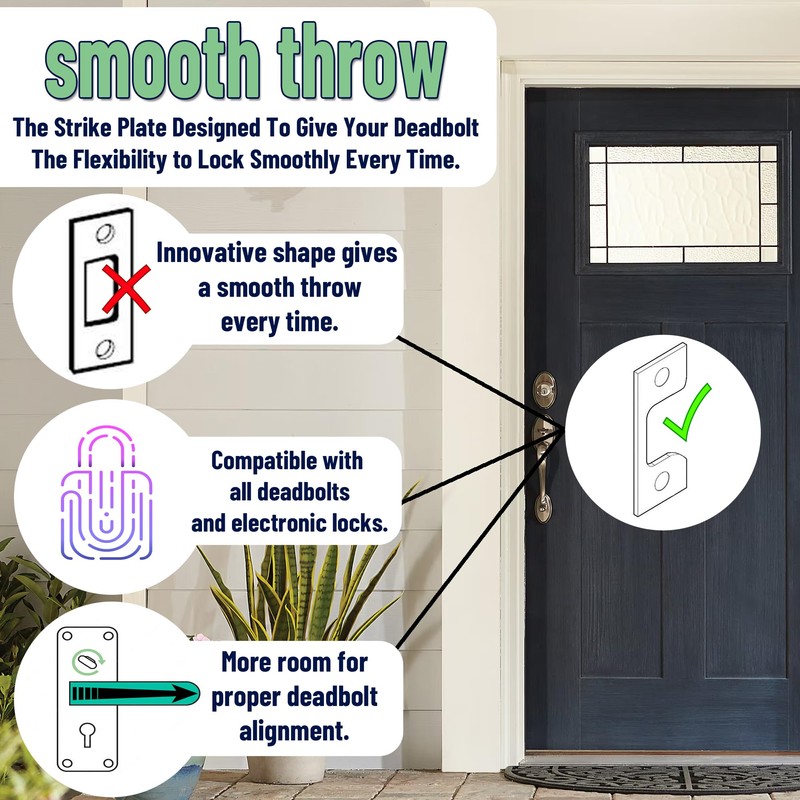 Adjustable Strike Plate for Exterior Doors - Large Hole for