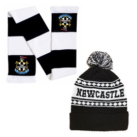 Newcastle Ski Hat & Scarf Set - Stylish Winter Beanie Hat & Scarf for Geordies - Ultimate Newcastle Football Support (UK, Alpha, One Size, Hat & Scarf Set)