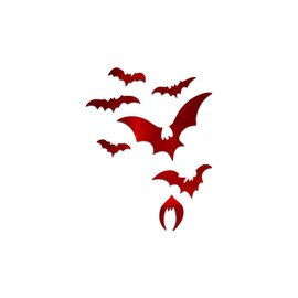 Upside Down Bats Decal Vinyl Sticker Auto Car Truck Wall Laptop | Red Holographic | 4.25" x 5.5"