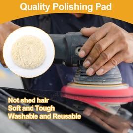 Partuto 1pc 7" 180mm Universal Wool Polishing Buffing Pad - Auto Woolen Buffing Waxing Pad Car Polisher Buffer Drill Attachment Wool Beige