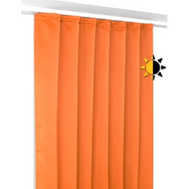 BEAUTEX Opaque Blackout Curtain with Ruffle Tape U-Band, Darkening, Choice of Sizes and Colours, Width 140 cm, Height 175 cm, Terracotta