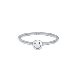 Elli Women's Ring with Smiling Face Trend Pinky Ring in 925 Sterling Silver, None