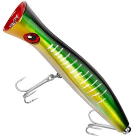 THKFISH Topwater Fishing Lures GT Popper Lure Saltwater Fishing Lures Tuna Fishing Hard Lures with 3X Strong Hook Surf Fishing GreenLaser 1pc