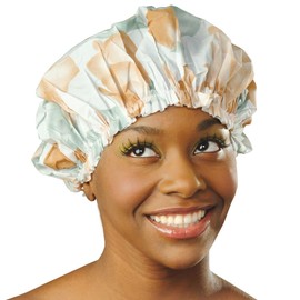 Donna Gorro Ducha Mujer Reutilizable Impermeable Accesorio Viaje Diseño Floral Spa Beige Grande