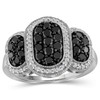 JEWELEXCESS Sterling Silver 1 Carat Black & White Diamond Ring