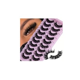 Boolavard Natural Lashes Wispy Lashes Natural Look False Eyelashes Natural Flared Eyelashes False Eye Lashes Soft Fluffy Lashes 10 Pairs (Full, One Size)