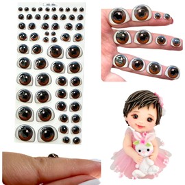 5-M: Assorted 3D Resin Googly & Wiggle Eyes (58 Pcs/29 Pairs, 5mm-22mm, Various Sizes) – Brown- Self-Adhesive for DIY Crafts, Clay, Cold Porcelain, Polymer Clay, Sculptures, Amigurumi & DIY Projects