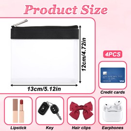 Lnngub 4 Pcs Small Clear Makeup Bag,Small Makeup Bag for Purse Portable Mini Zipper Pouch Small Zipper Pouch for Purse Lipstick Coin Keys Cards Women Aesthetic Stuff
